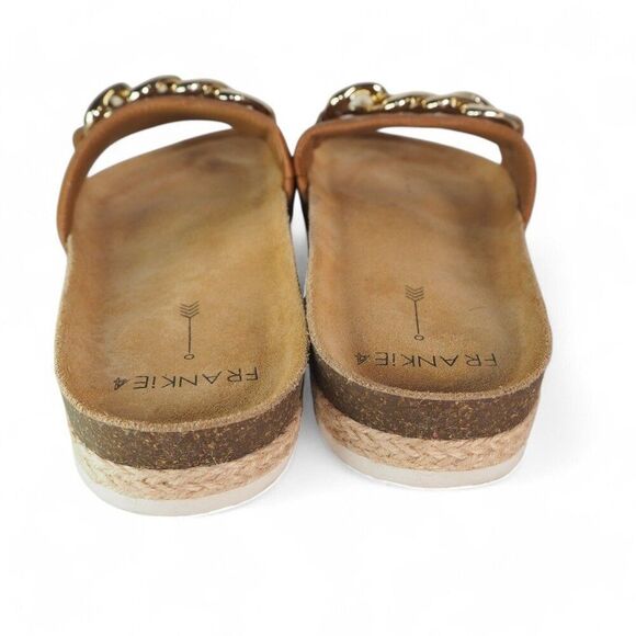 Frankie4 Quinn Chain Detail Slide Sandals Tan / Gold 2384 Women's 8.5 - Picture 5 of 10